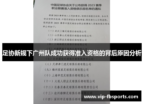 足协新规下广州队成功获得准入资格的背后原因分析